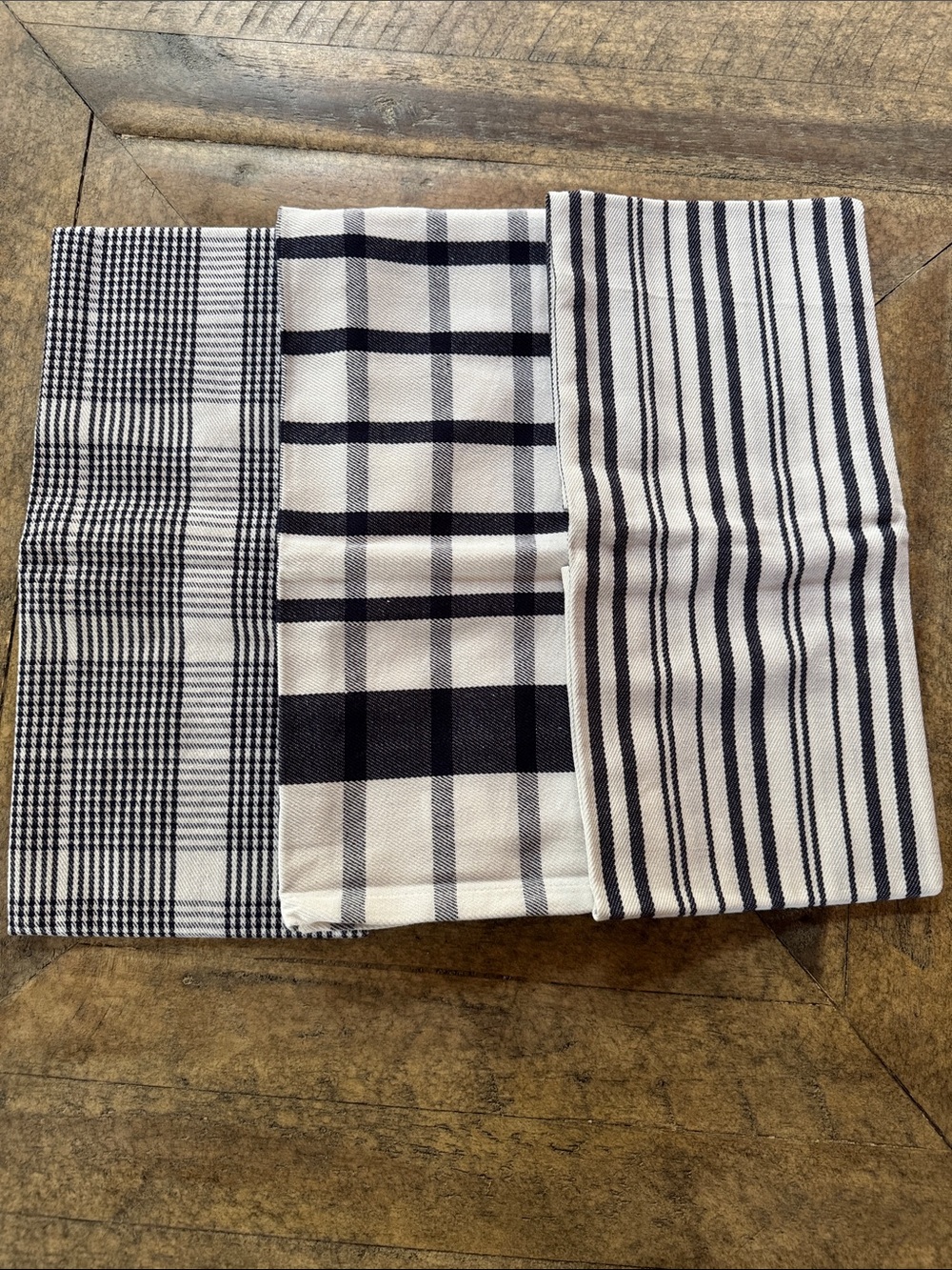 Sur La Table Navy and White Patterned Kitchen Towels set of 3